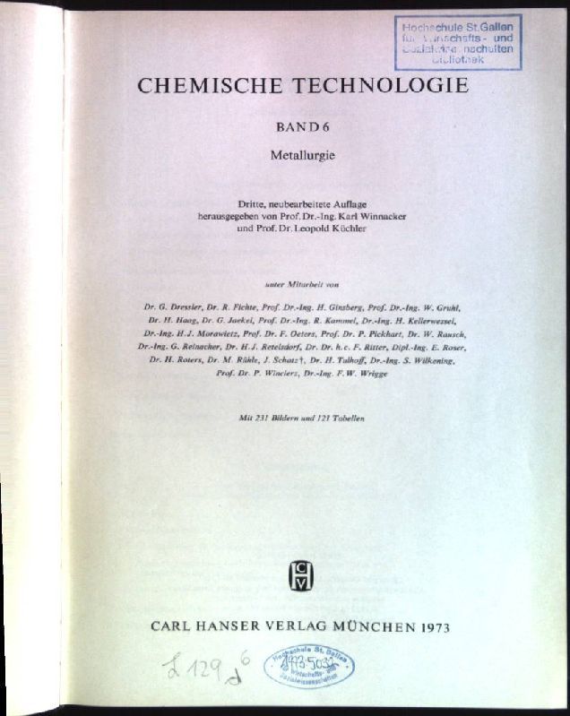 Chemische Technologie, Bd. 6: Metallurgie