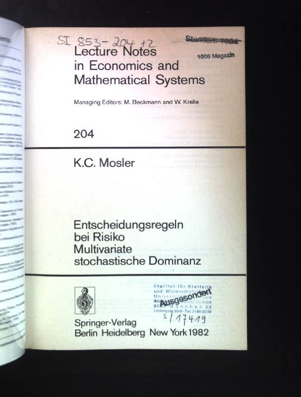 Entscheidungsregeln bei Risiko, multivariate stochastische Dominanz