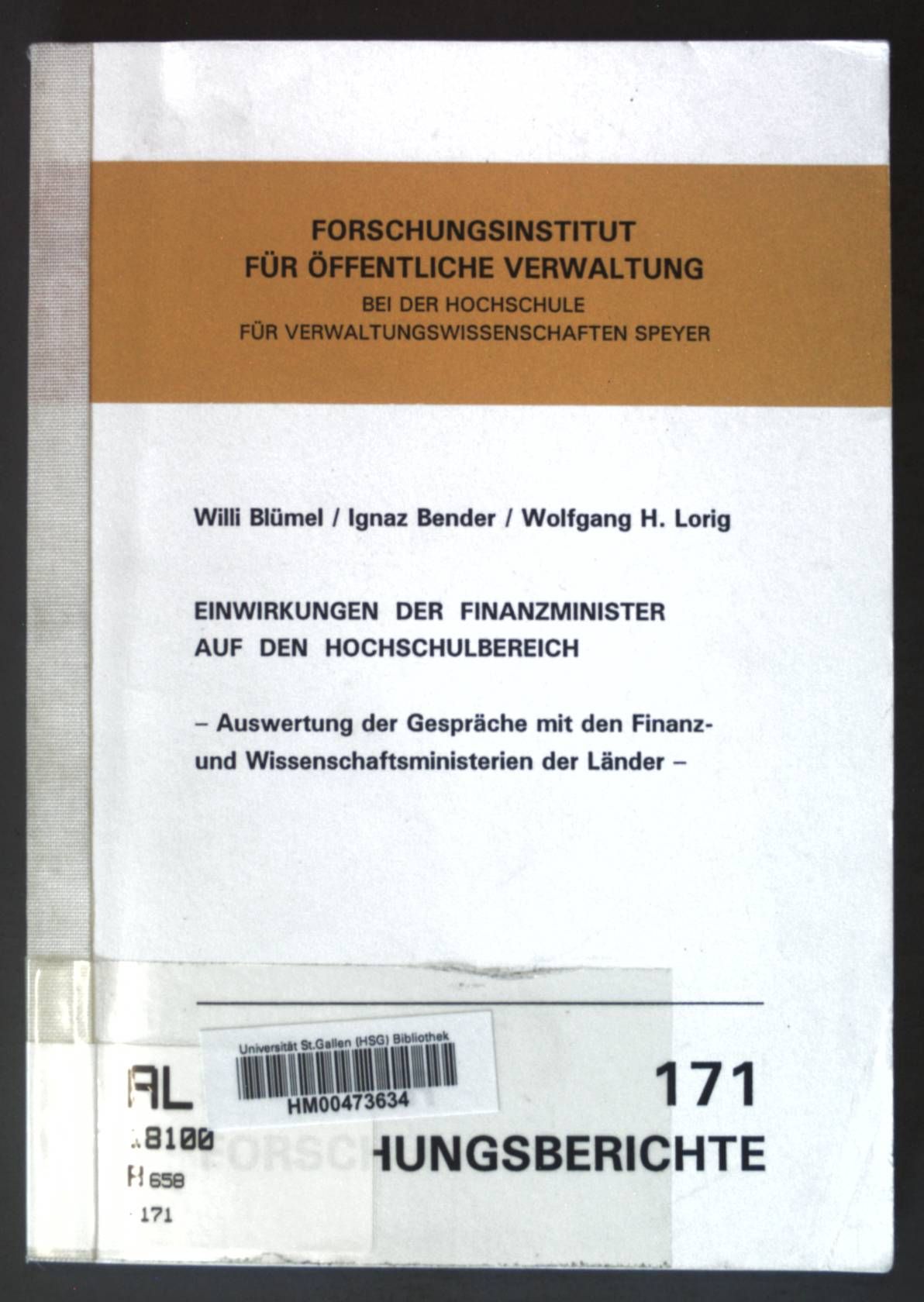 Einwirkungen der Finanzminister auf den Hochschulbereich