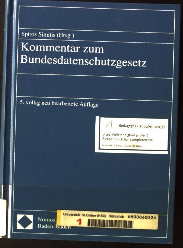 Kommentar zum Bundesdatenschutzgesetz