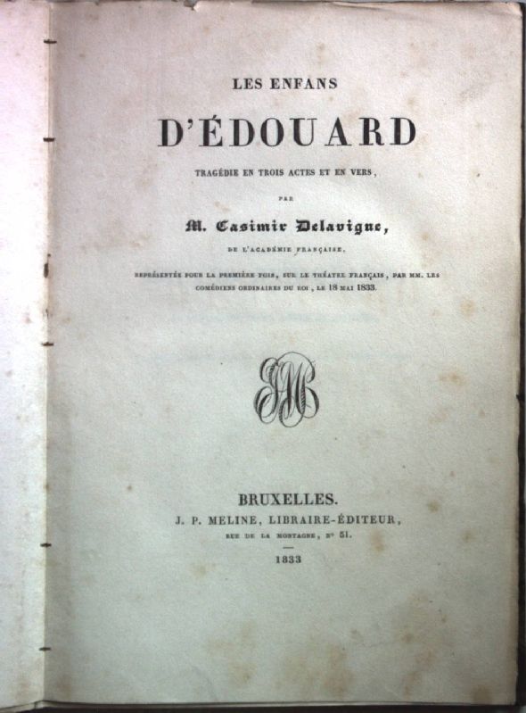 Les enfans d'Edouard: Tragédie en trois actes et en vers