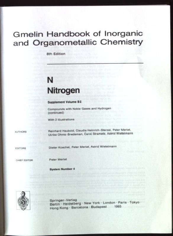 Gmelin handbook of inorganic and organometallic chemistry - N. Nitrogen / Suppl. / Vol. B. / 2. Compounds with noble gases and hydrogen (continued)