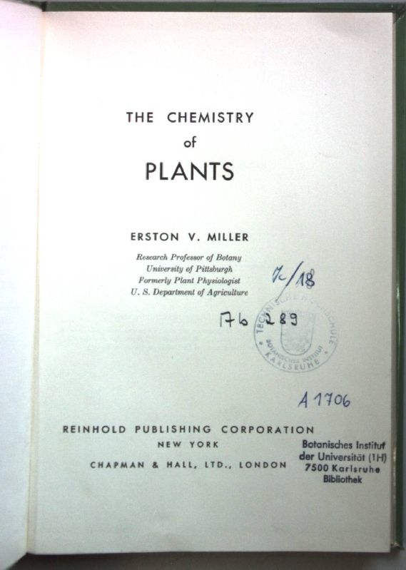 The Chemistry of Plants