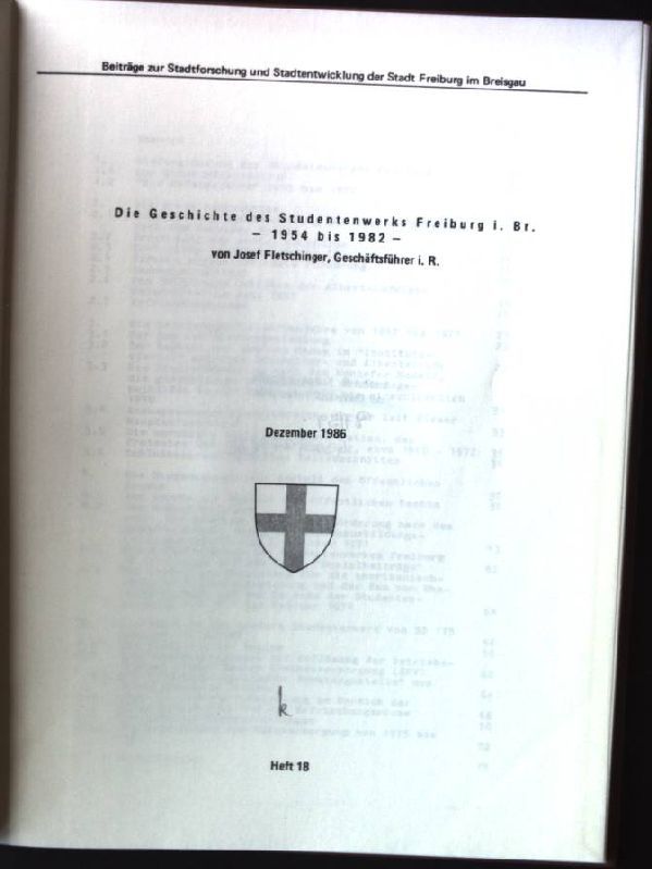 Die Geschichte des Studentenwerks Freiburg i.Br. - 1954 bis 1982