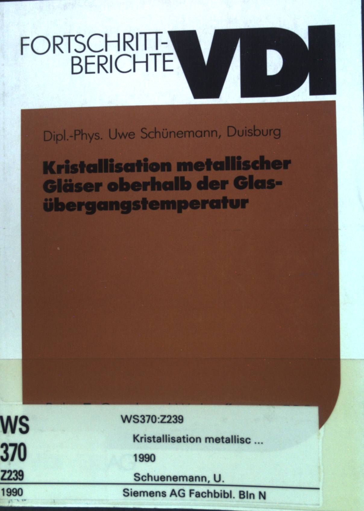 Kristallisation metallischer Gläser oberhalb der Glasübergangstemperatur