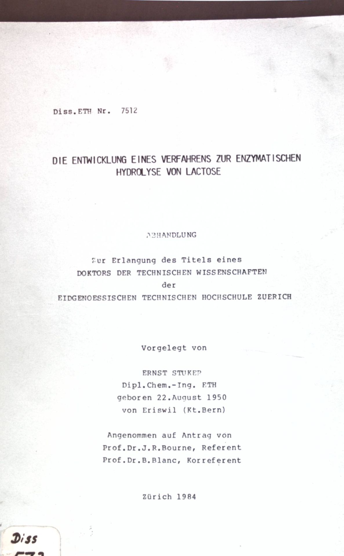 Die Entwicklung eines Verfahrens zur enzymatischen Hydrolyse von Lactose