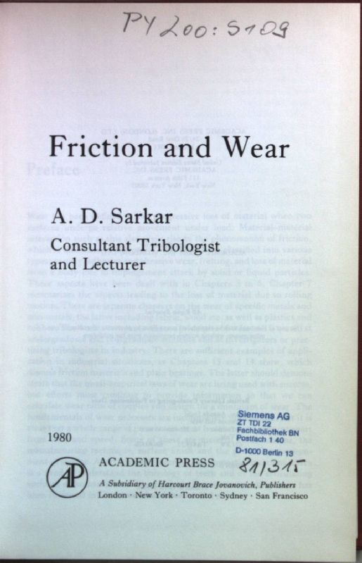 Friction and Wear