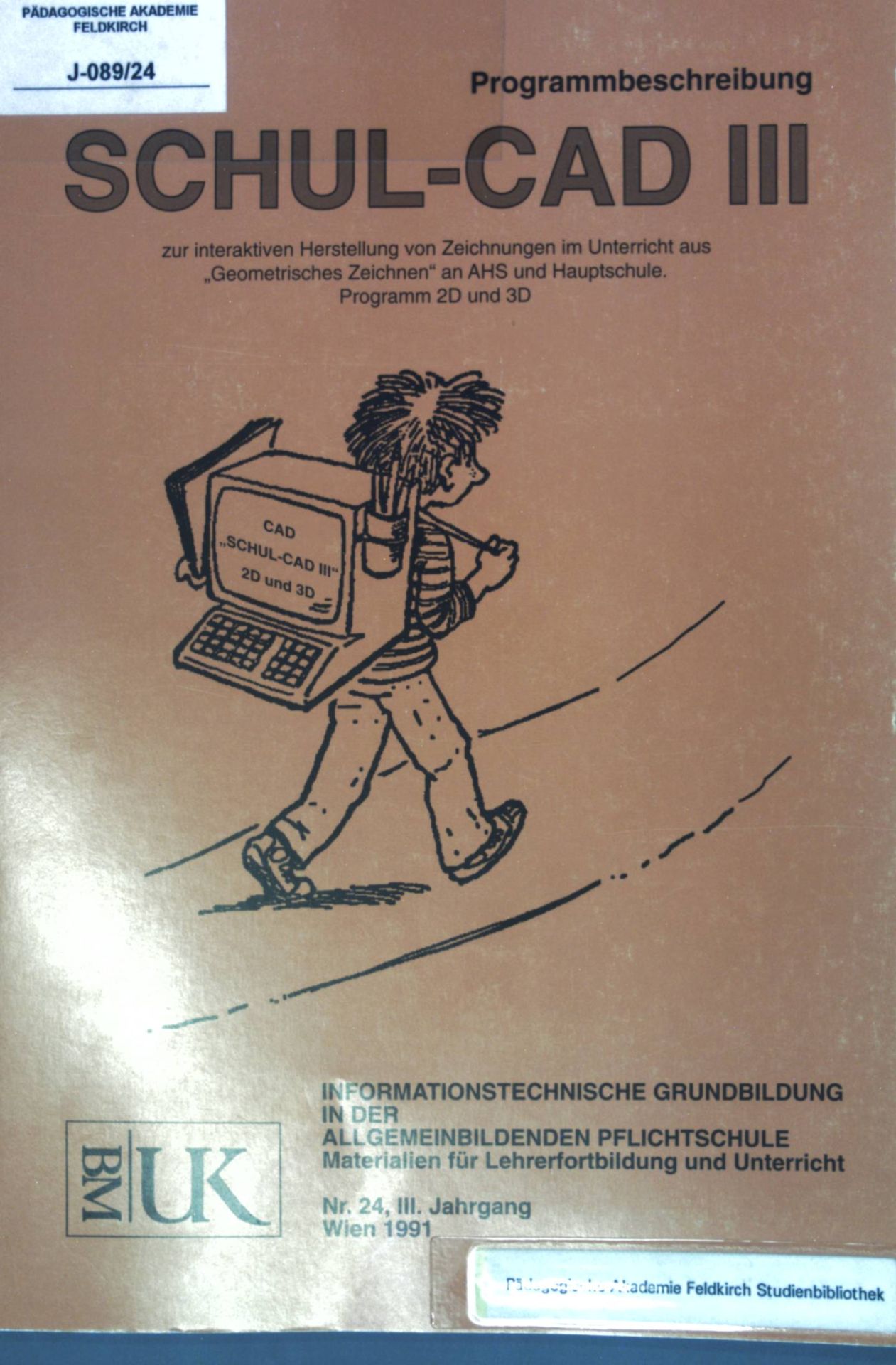 Programmbeschreibung Schul-CAD III zur interaktiven Herstellung von Zeichnungen im Unterricht aus Geometrisches Zeichnen an AHS und Hauptschule. Programm 2D und 3D