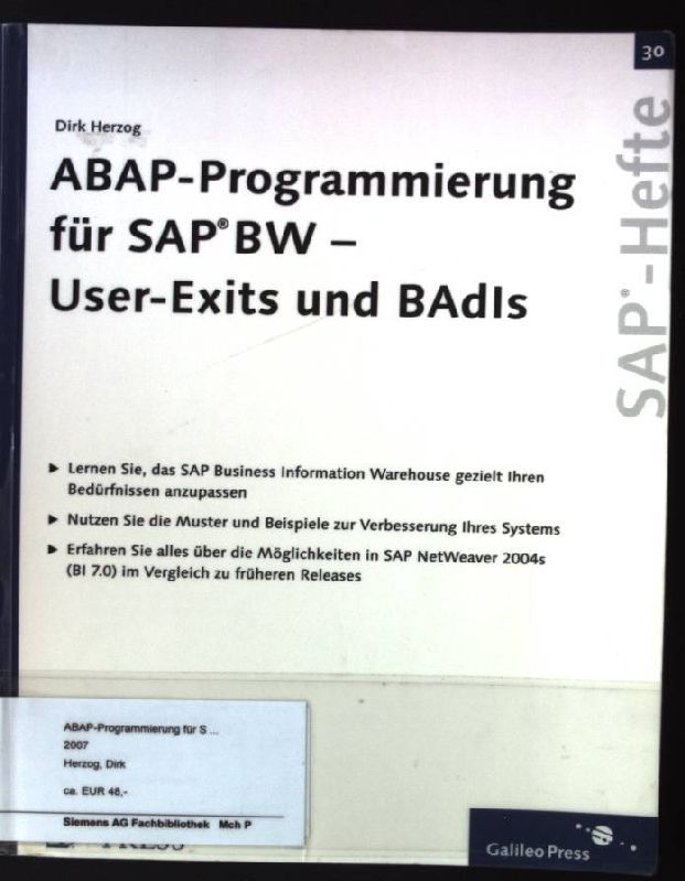 ABAP-Programmierung für SAP BW - User-Exits und BAdIs