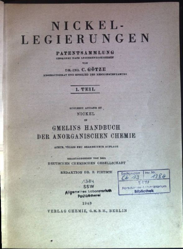 Nickellegierungen - Patentsammlung