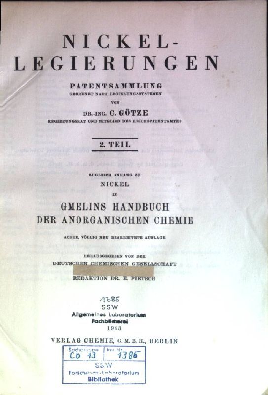 Nickellegierungen - Patentsammlung