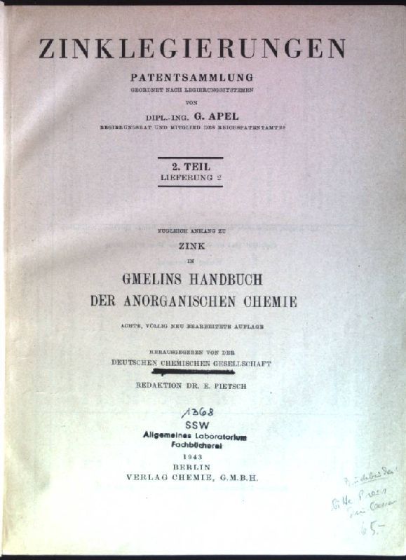 Zinklegierungen - Patentsammlung