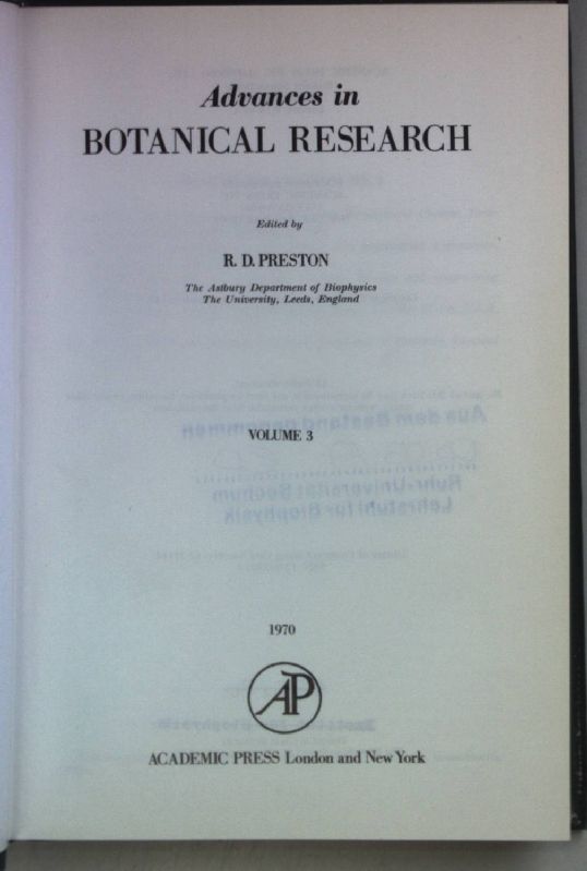 Advances in Botanical Research: Vol. 3