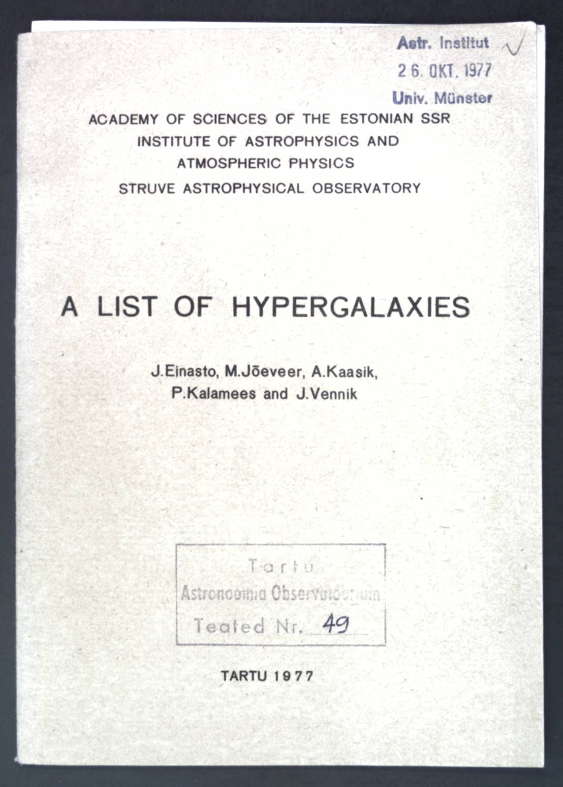 A List of Hypergalaxies