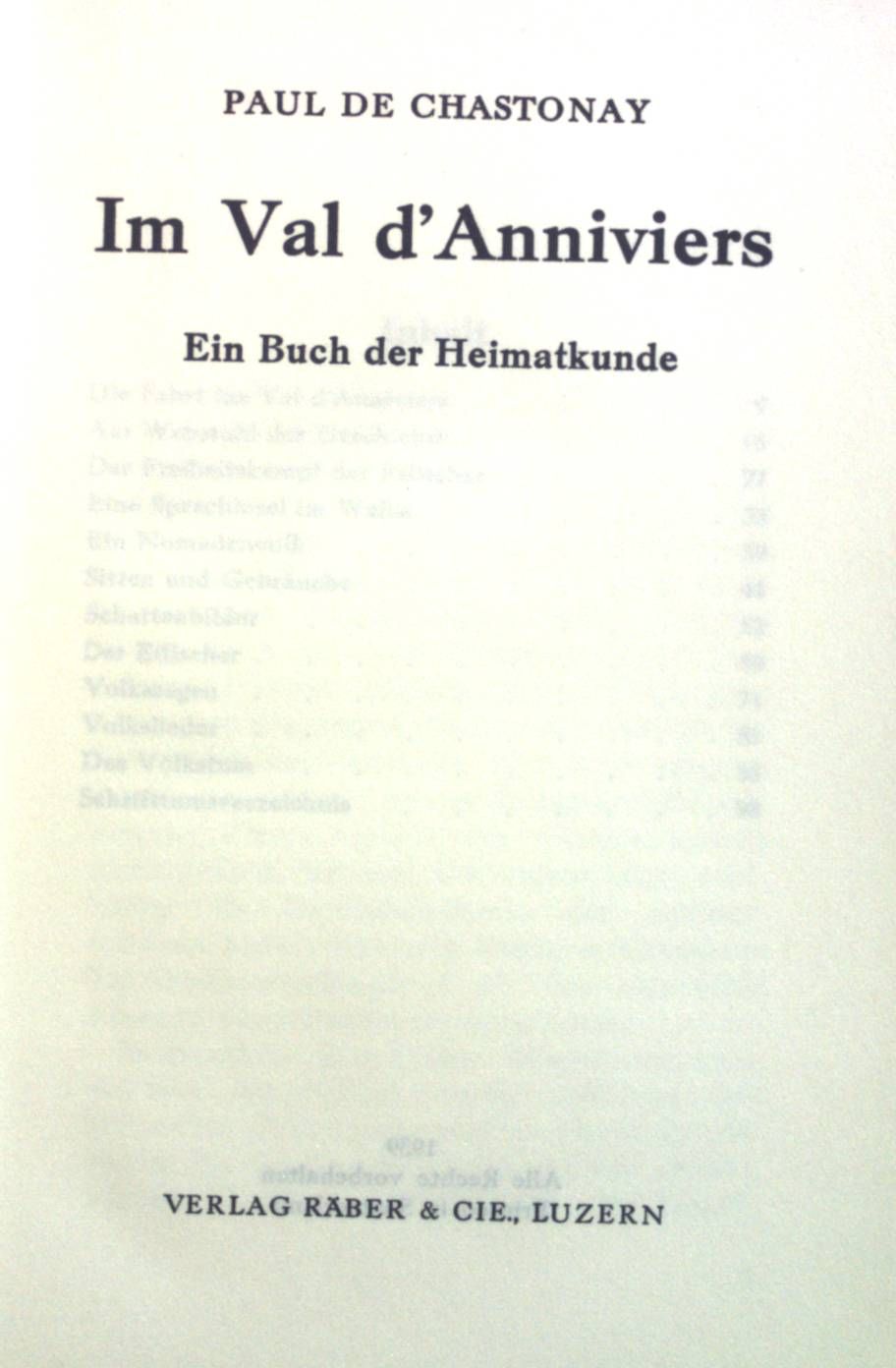 Im Val d'Anniviers: Ein Buch der Heimatkunde
