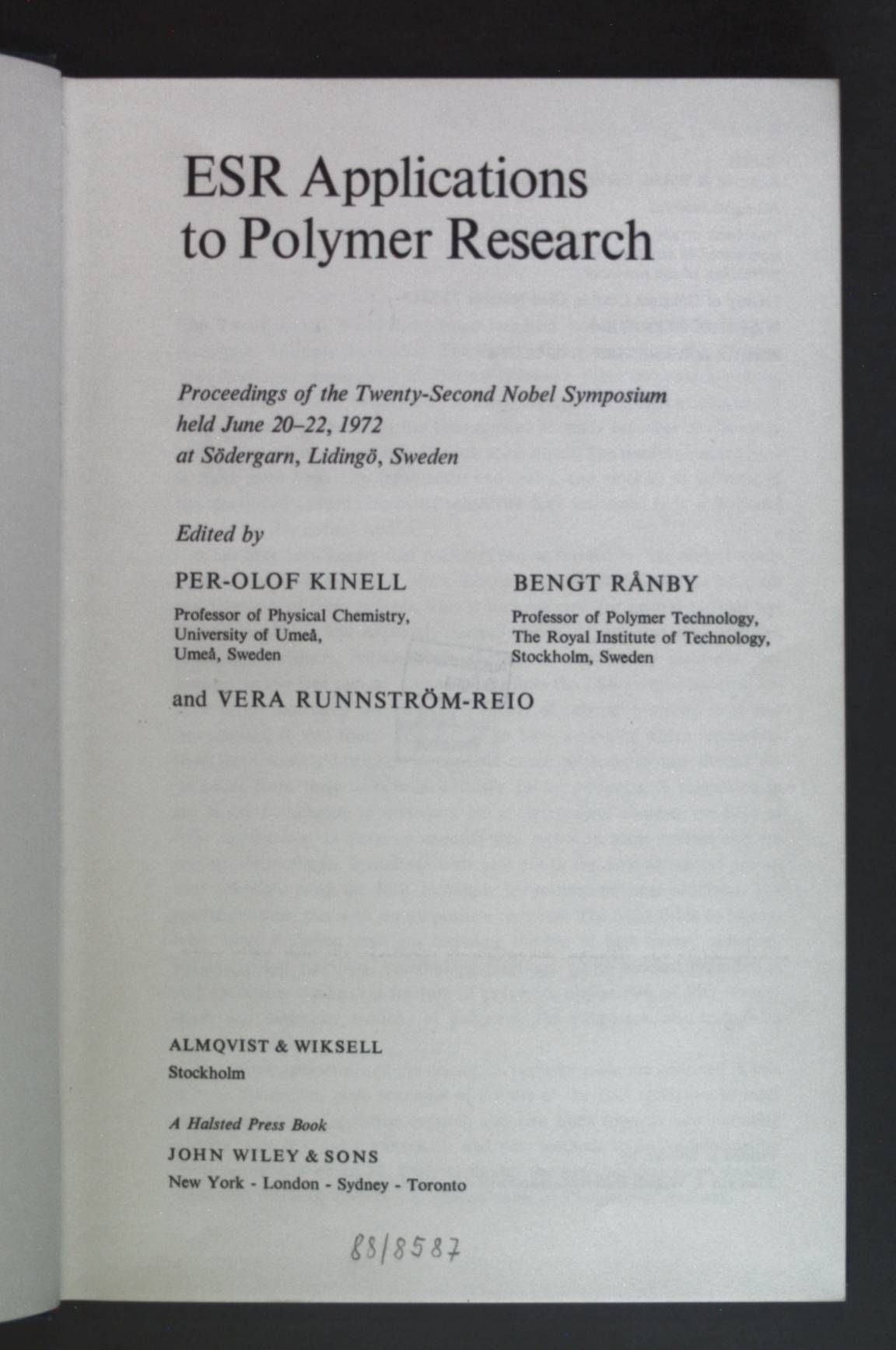 ESR Applications to Polymer Research