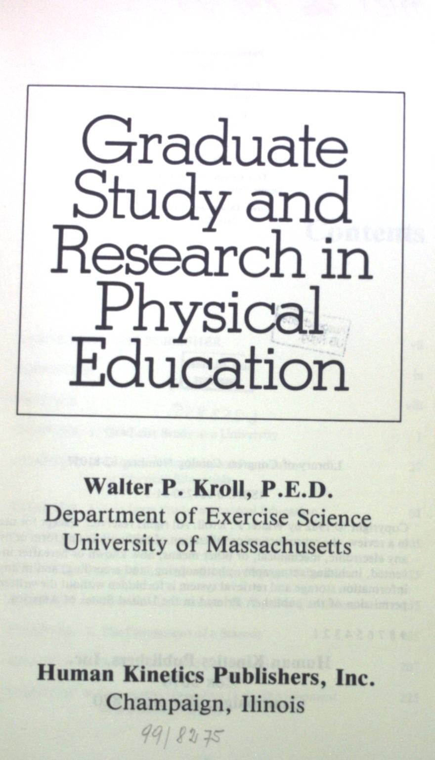 Graduate Study and Research in Physical Education