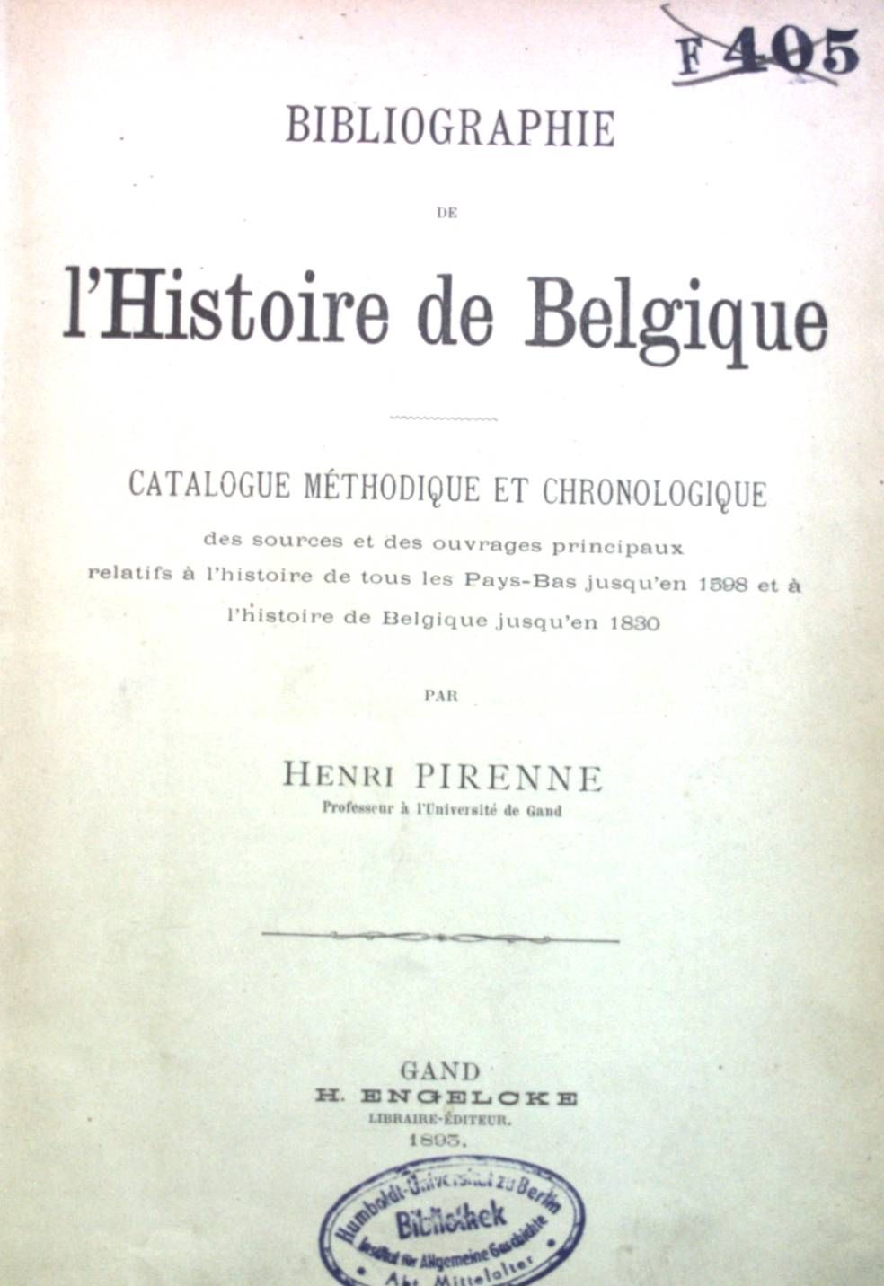 Bibliographie de l'Histoire de Belgique