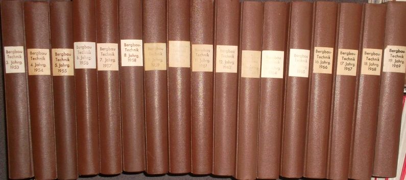 Bergbautechnik: Wissenschaftliche Zeitschrift für Technik und Ökonomie des Bergbaus, Tagebau, der Kohleveredlung und verwandter Gebiete (KONVOLUT aus 17 Jahrgängen) - 3.Jg. (1953) - 19.Jg. (1969) - früher unter dem Namen: Bergbautechnik: technisch-wissenschaftliche Zeitschrift für den Kohlen-, Erz- und Salzbergbau für Aufbereitung und Brikettierung