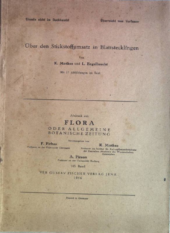 Über den Stickstoffumsatz in Blattstecklingen