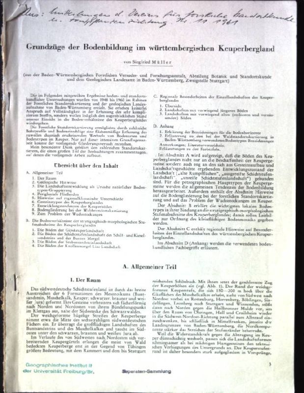Grundzüge der Bodenbildung im württembergischen Keuperbergland