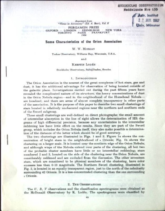 Some Characteristics of the Orion Association