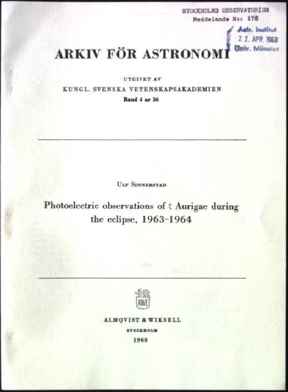 Photoelectric observations of Aurigae during the eclipse, 1963-1964
