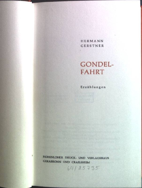 Gondelfahrt - Erzählungen