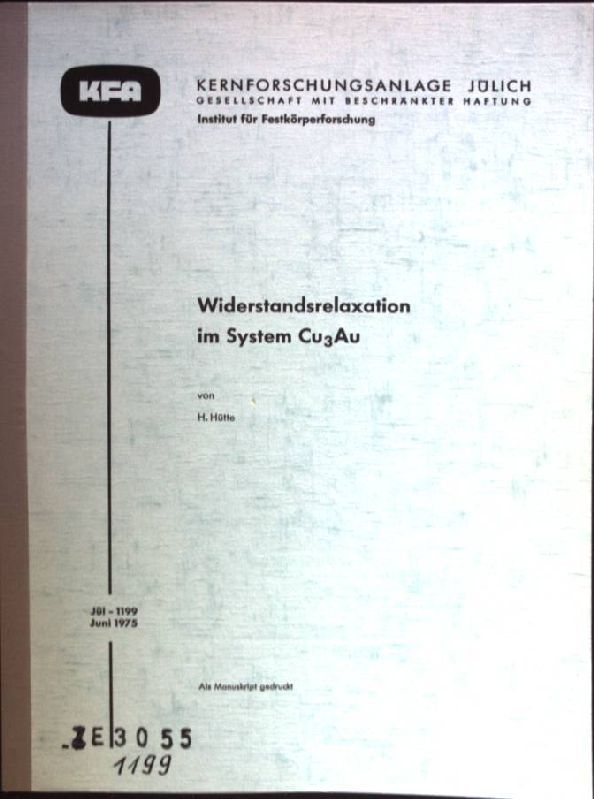 Widerstandsrelaxation im System Cu3Au