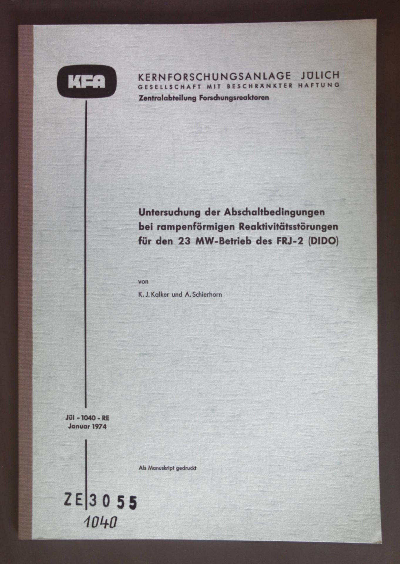 Untersuchung der Abschaltbedingungen bei rampenförmigen Reaktivitätsstörungen für den 23 MW-Betrieb des FRJ-2 (DIDO)