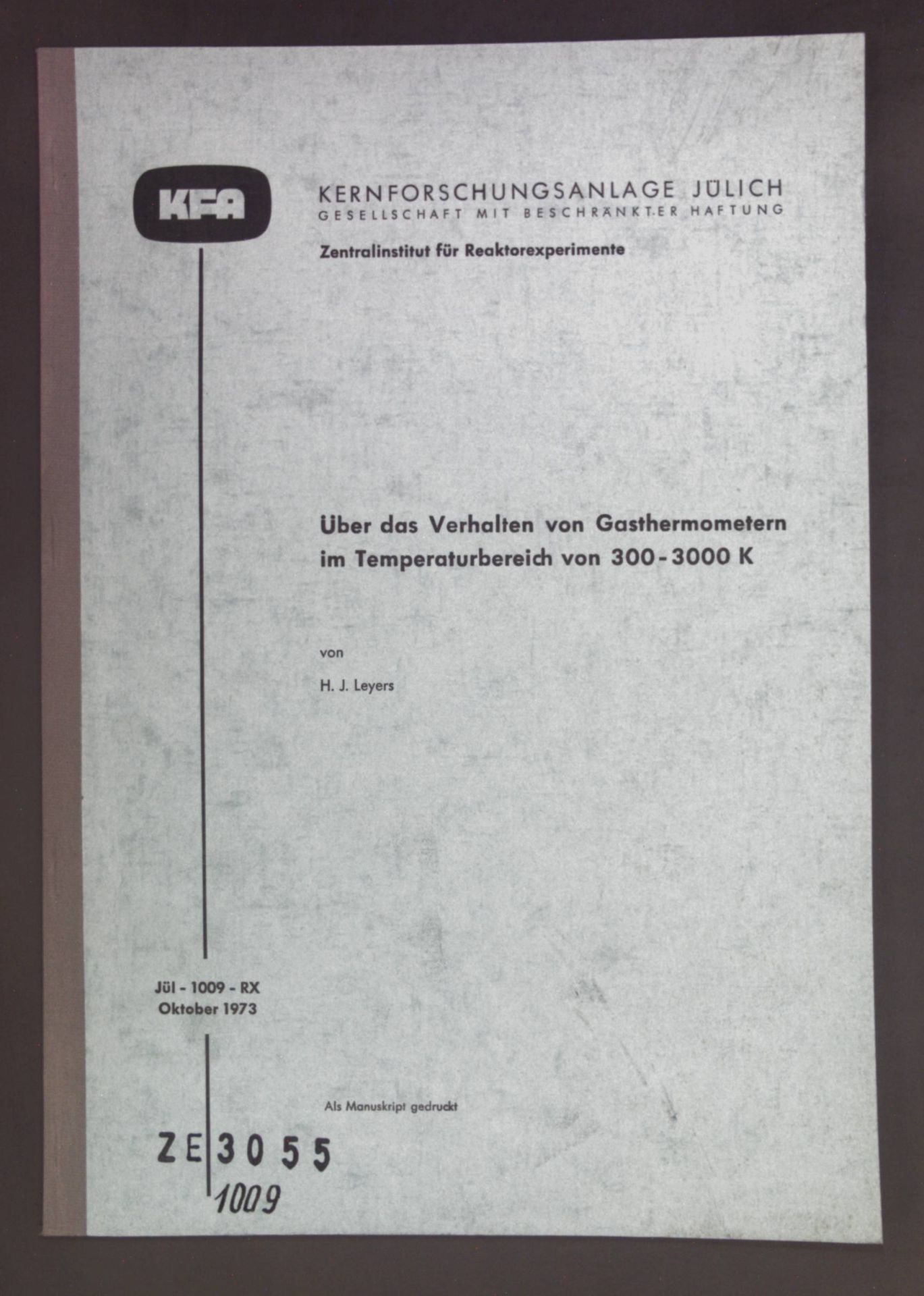 Über das Verhalten von gasthermometern im Temperaturbereich von 300-3000 K