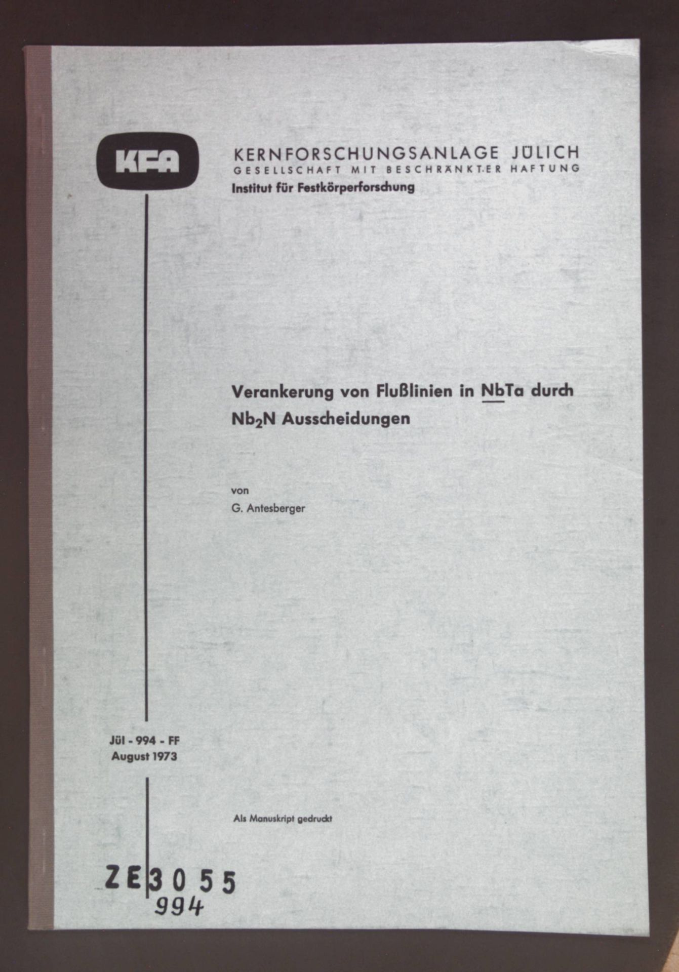 Verankerung von Flußlinien in NbTa durch Nb²N Ausscheidungen