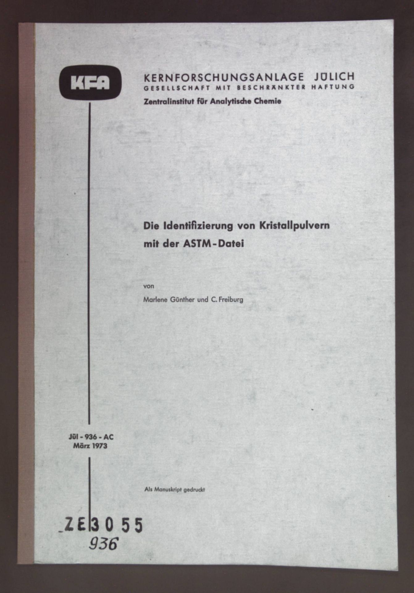 Die Identifizierung von Kristallpulvern mit der ASTM-Datei