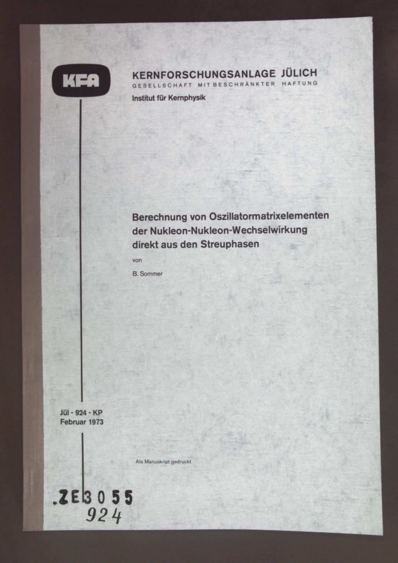 Berechnung von Oszillatormatrixelementen der Nukleon-Nukleon-Wechselwirkung direkt aus den Streuphasen