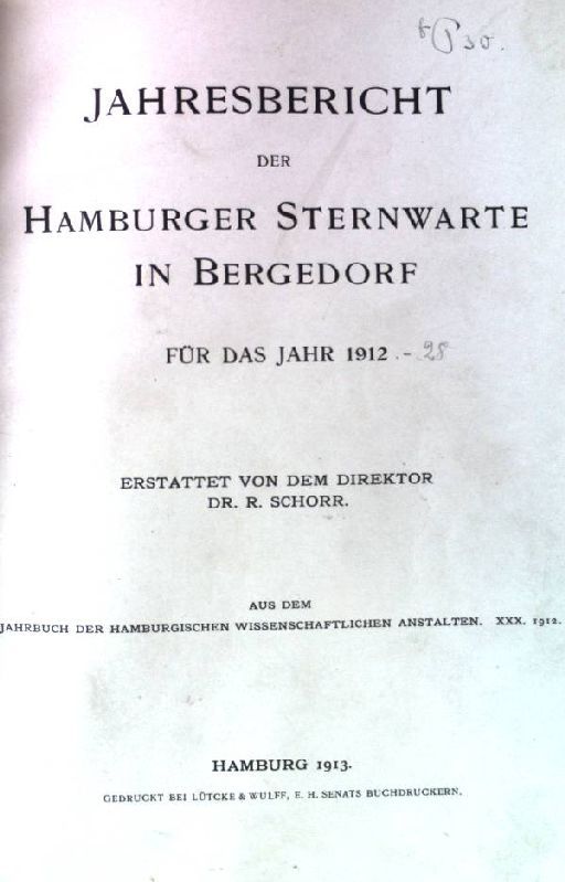 Jahresbericht der Hamburger Sternwarte Bergedorf 1912-1928