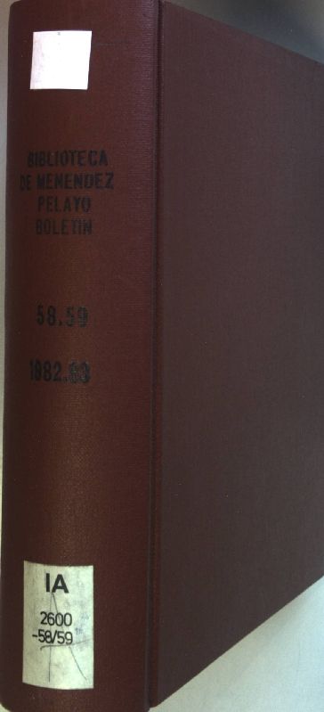 Boletin De La Biblioteca De Menendez Pelayo: Ano LVIII/ LIX: Enero-Diciembre 1982 - 1983. (Doppelband)