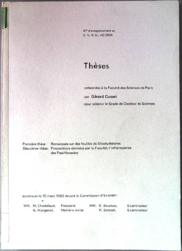 Remarques sur des feuilles de dicotylédones. (thèses)