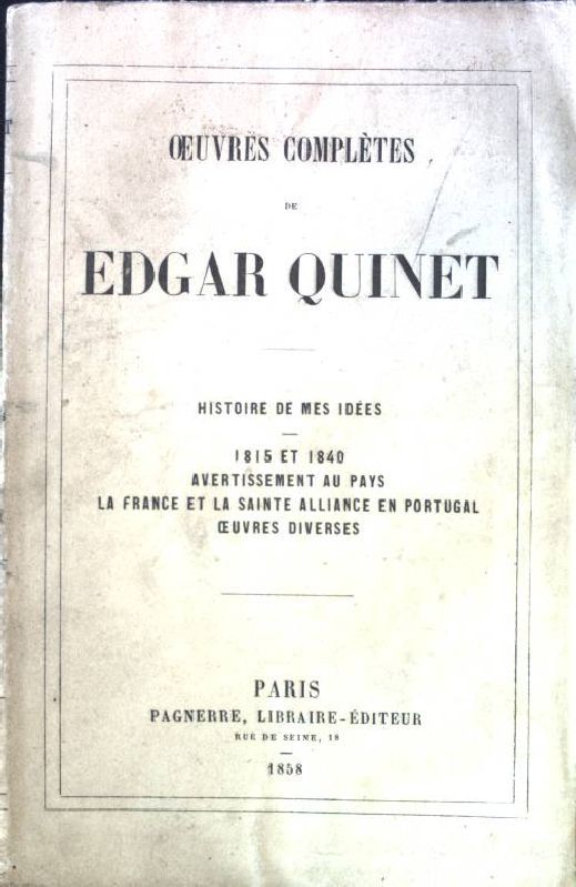 Oeuvres Completes de Edgar Quinet