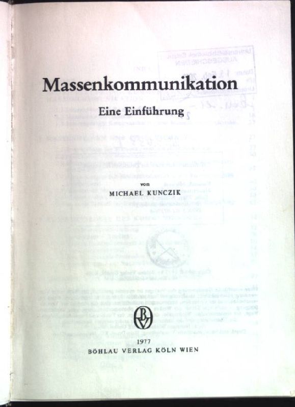 Massenkommunikation : Eine Einführung