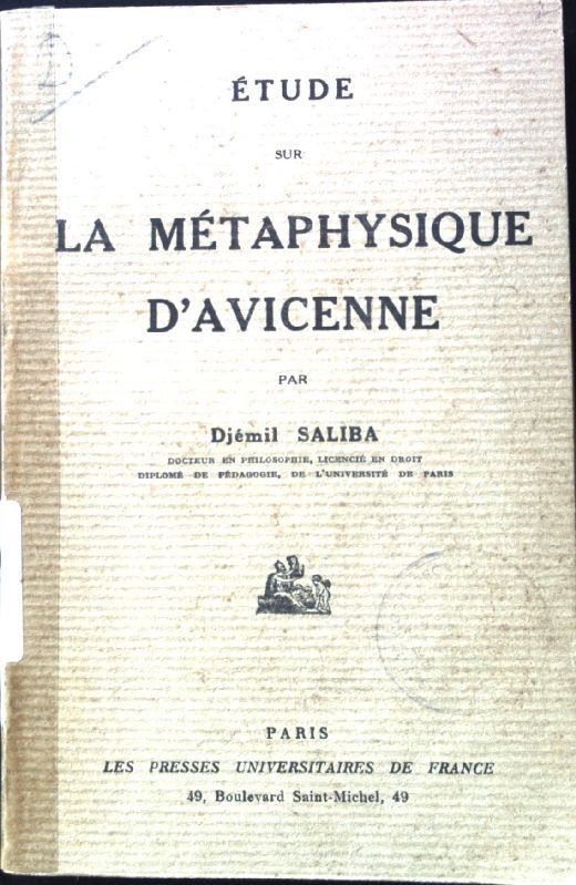 Etude sur la Métaphysique d'Avicenne