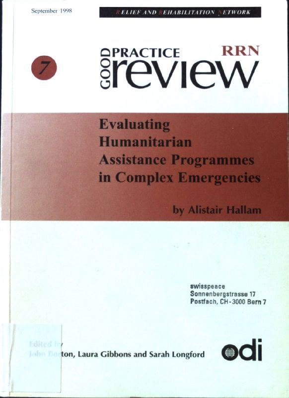 Evaluating Humanitarian Assistance Programmes in Complex Emergencies