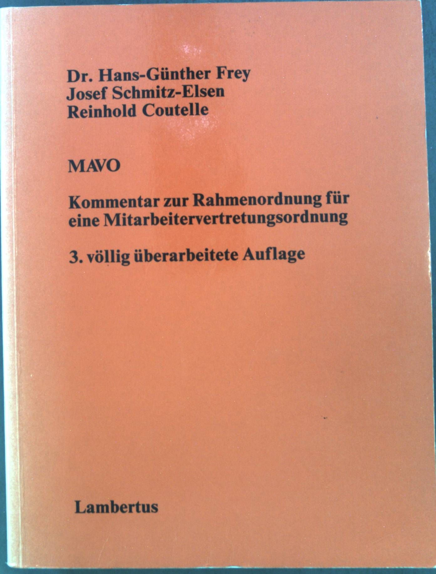 MAVO : Kommentar zur Rahmenordnung für eine Mitarbeitervertretungsordnung