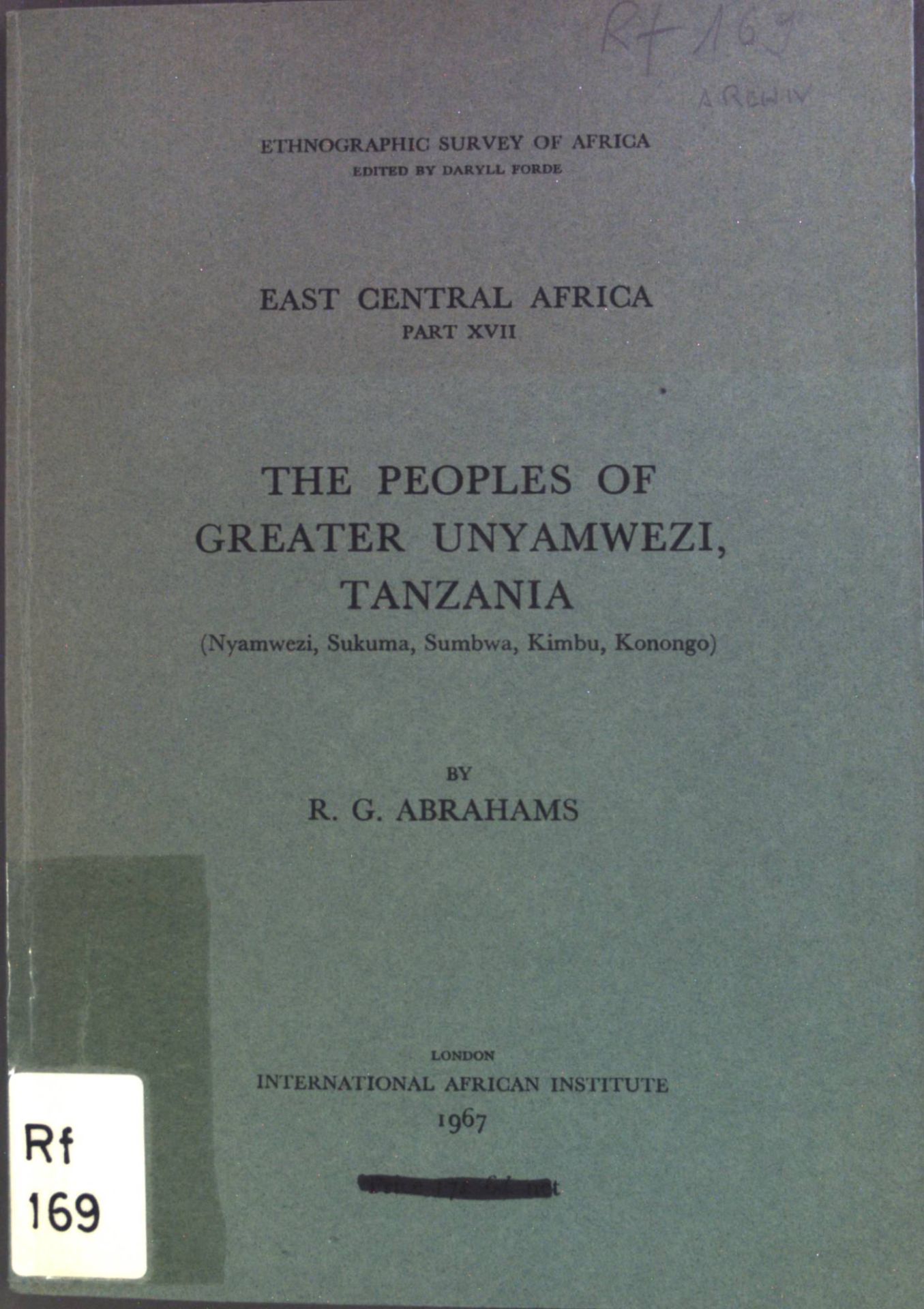 The Peoples of Greater Unyamwezi, Tanzania