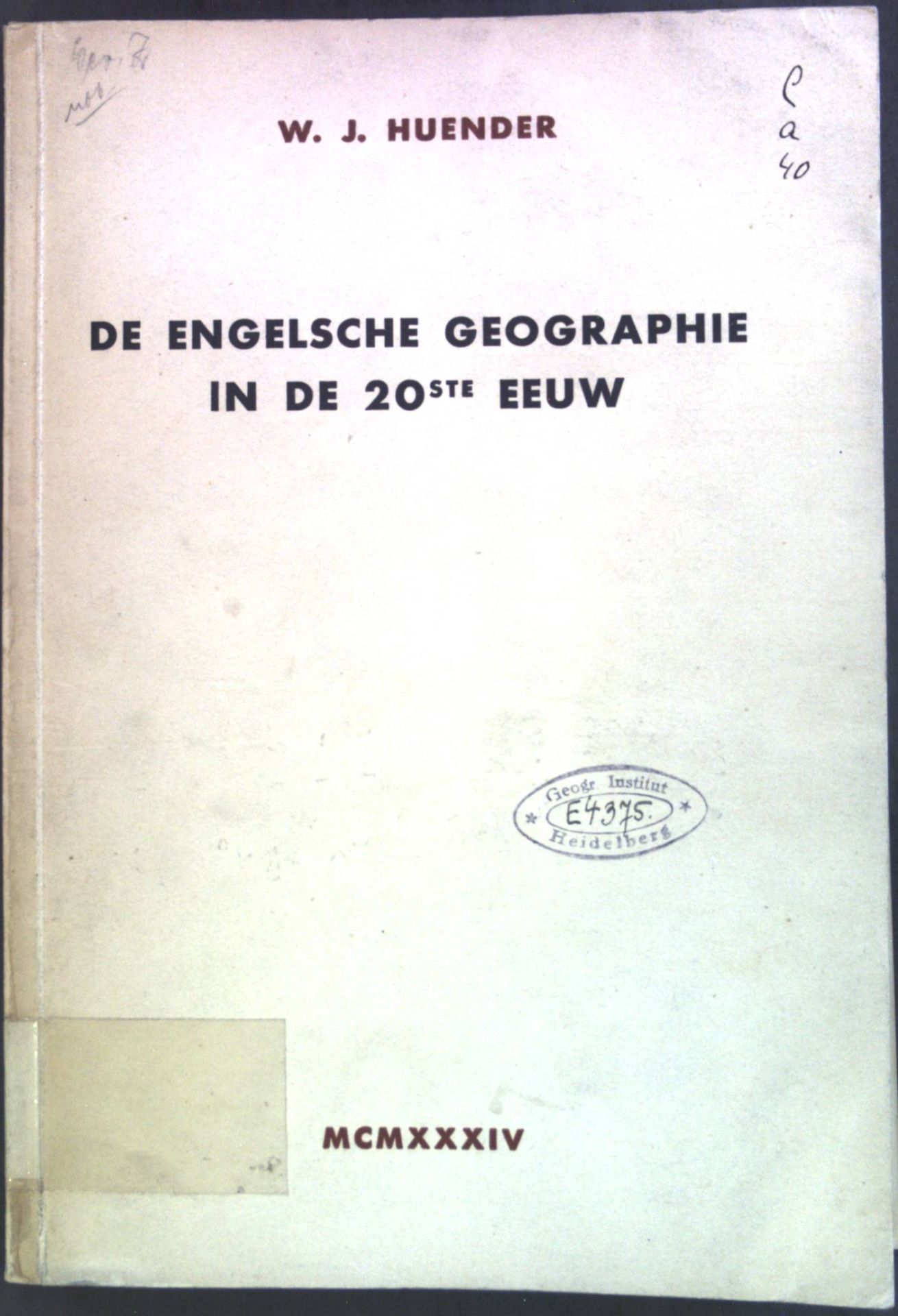 De Engelsche Geographie in de 20ste EEUW