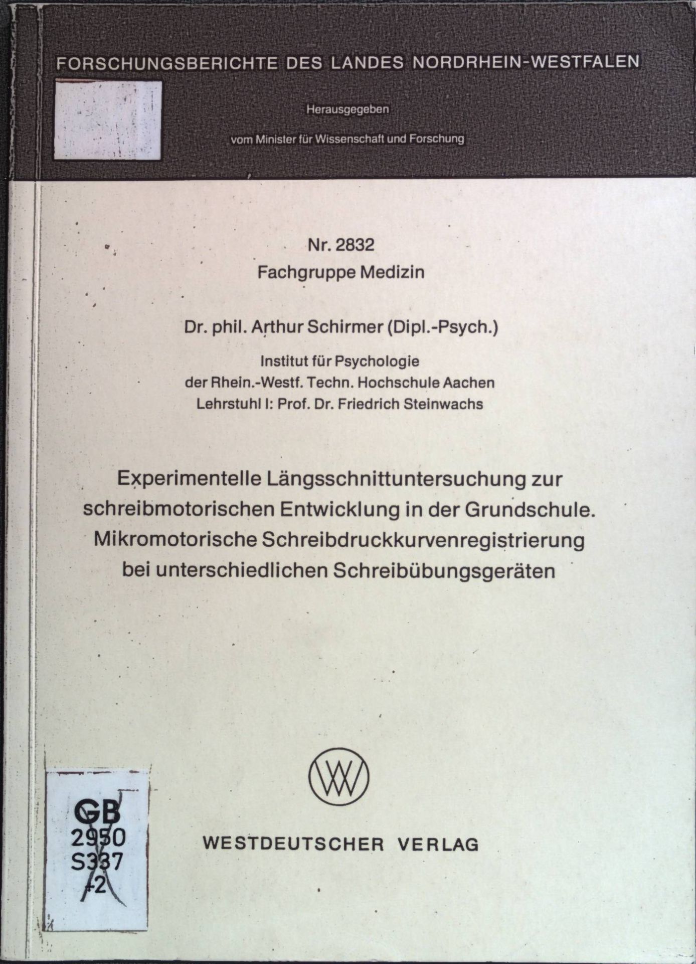 Experimentelle Längsschnittuntersuchung zur schreibmotorischen Entwicklung in der Grundschule. Mikromotorische Schreibdruckkurvenregistrierung bei unterschiedlichen Schreibübungsgeräten