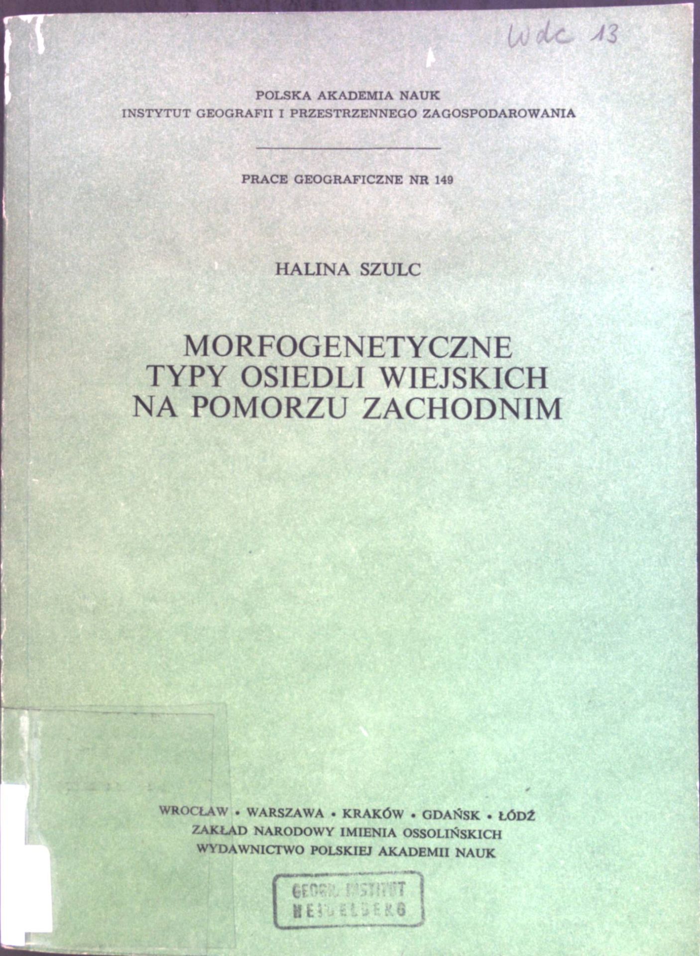 Morfogenetyczne typy Osiedli wiejskich na pomorzu zachodnim