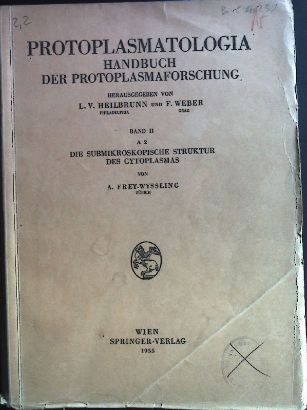 Die submikroskopische Struktur des Cytoplasmas. Protoplasmatologia. Handbuch der Protoplasmaforschung, Band II, Cytoplasma, A Morphologie: Die submikroskopische Struktur des Cytoplasmas