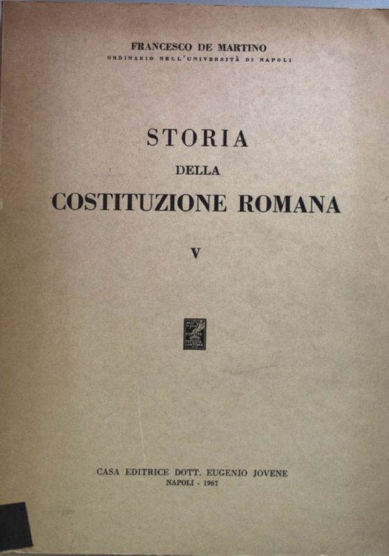 Storia della constituzione romana: VOL.V