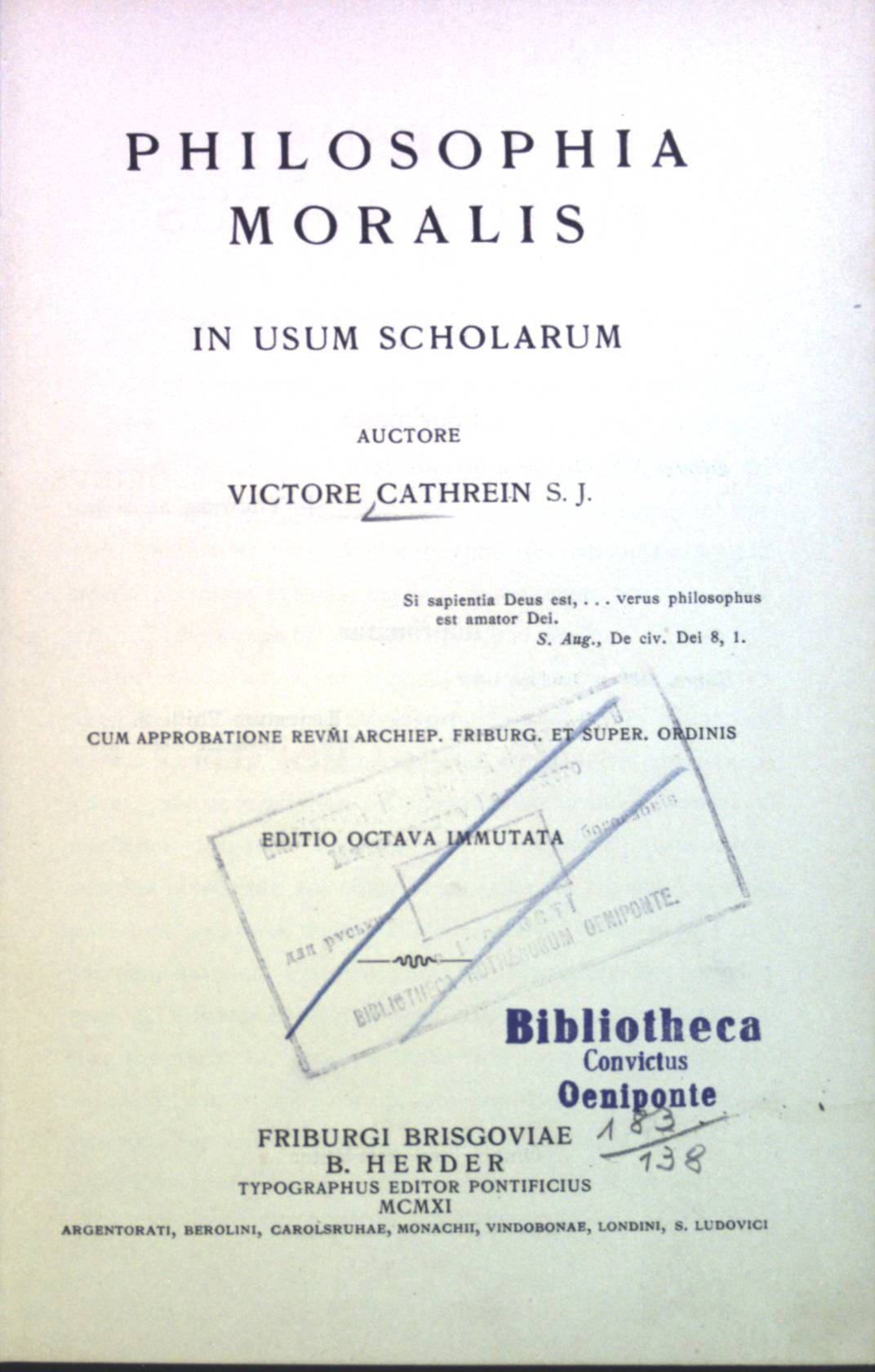 Philosophia Moralis in usum Scholarum