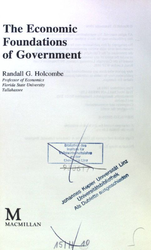 The Economic Foundations of Government
